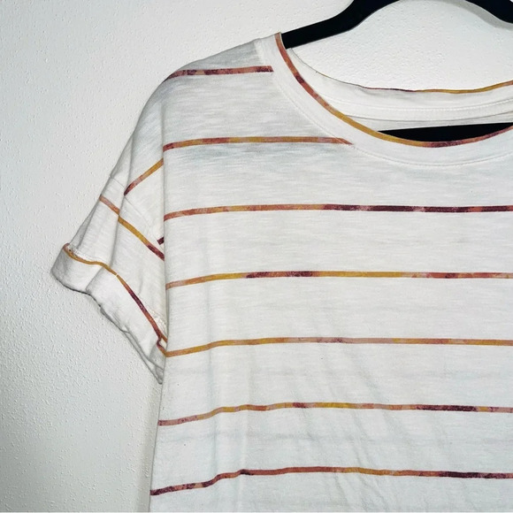 Maurices 24/7 Forever White & Pink Striped Drop Shoulder Tee Medium Women’s - Picture 4 of 12